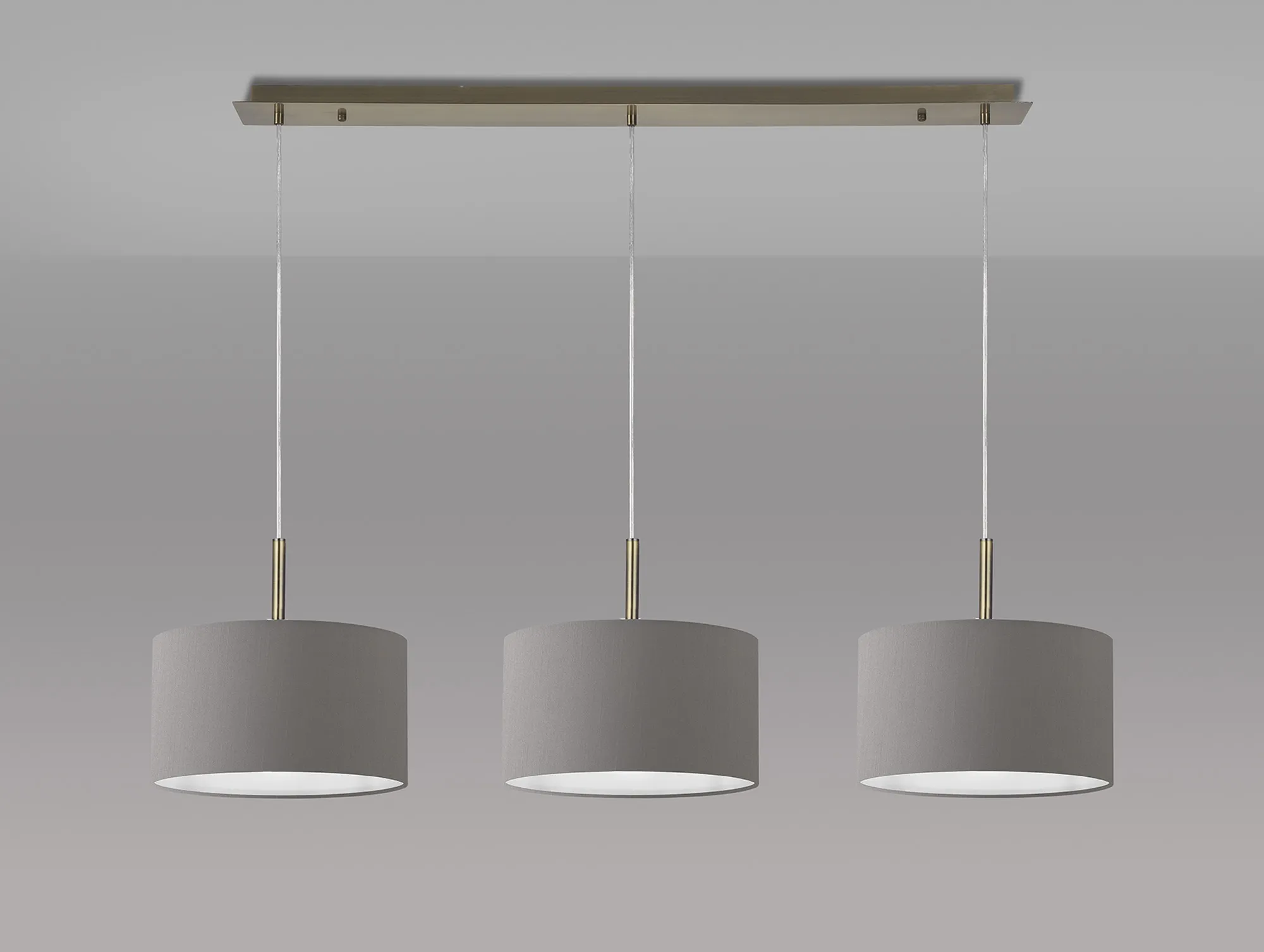 Baymont 30cm Shade 3 Light Pendant Antique Brass, Grey DK0576  Deco Baymont AB GR